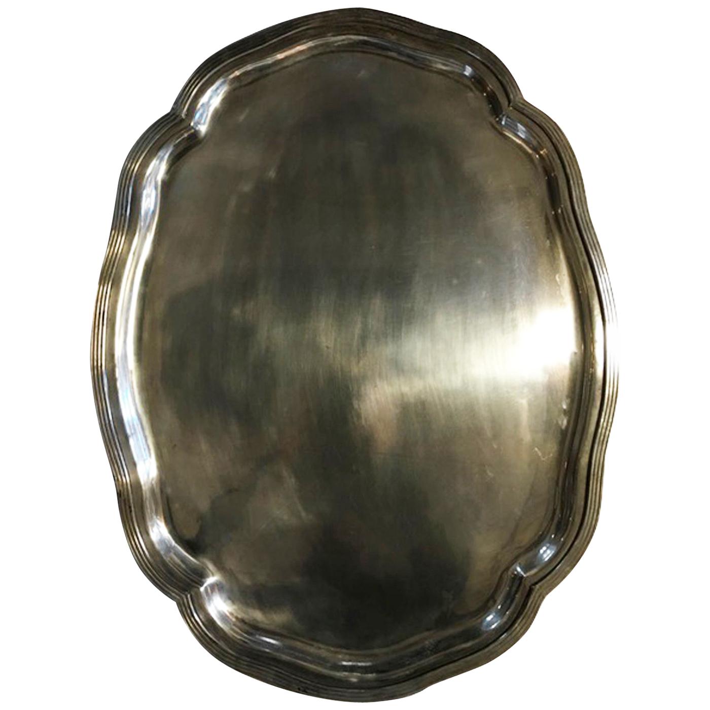 France Pewter Oval Large Tray in French Provencial Style 