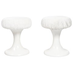 Retro Set of 2 White EMSA Stool, Germany, 1960s