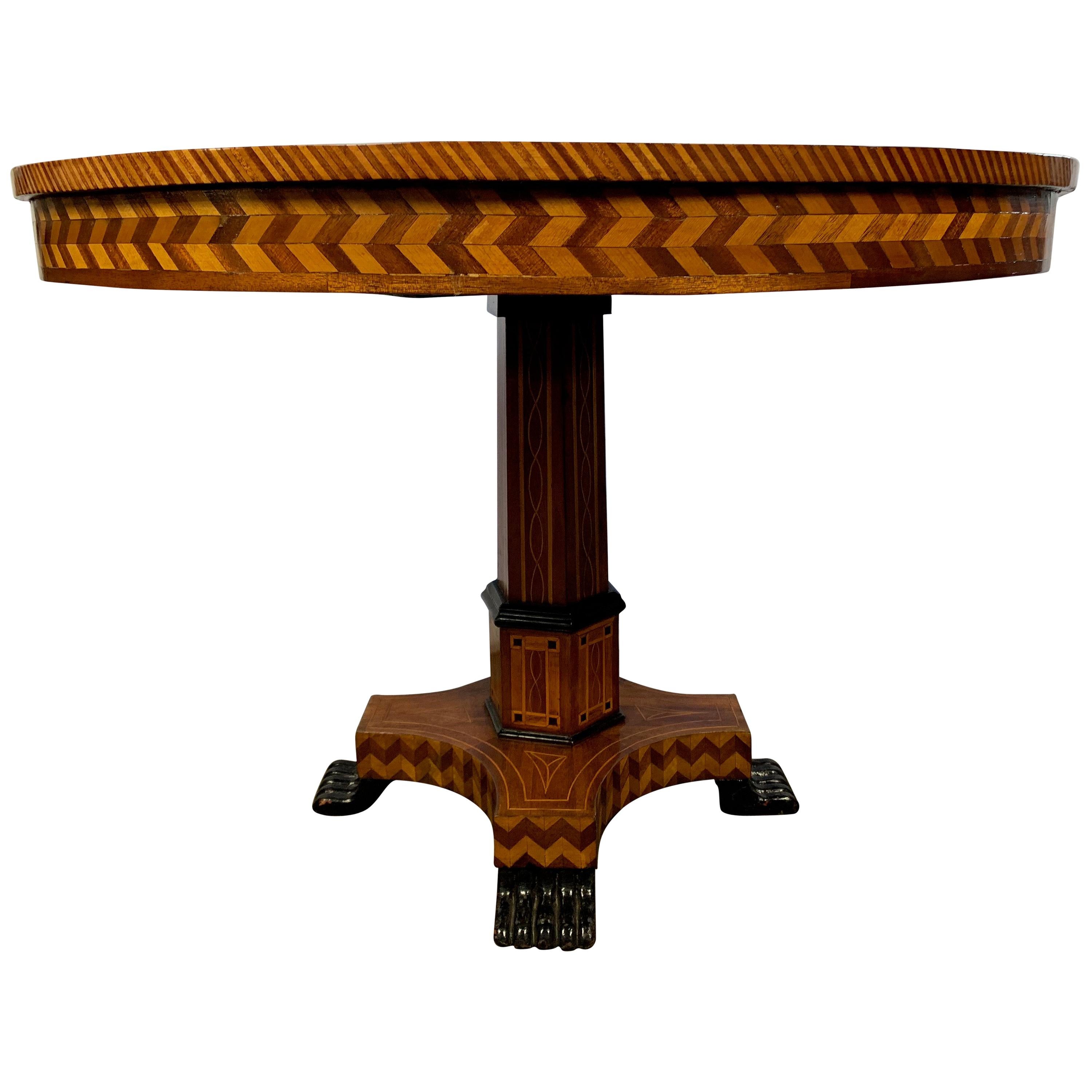 19th Century Walnut and Parquetry Inlaid William IV Style Centre Table For Sale