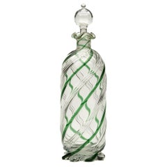 Vintage James Powell Art Nouveau Green Trailed Glass Decanter, 1900
