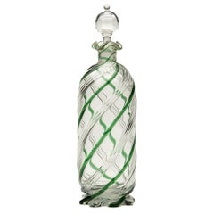 James Powell Art Nouveau Green Trailed Glass Decanter, 1900