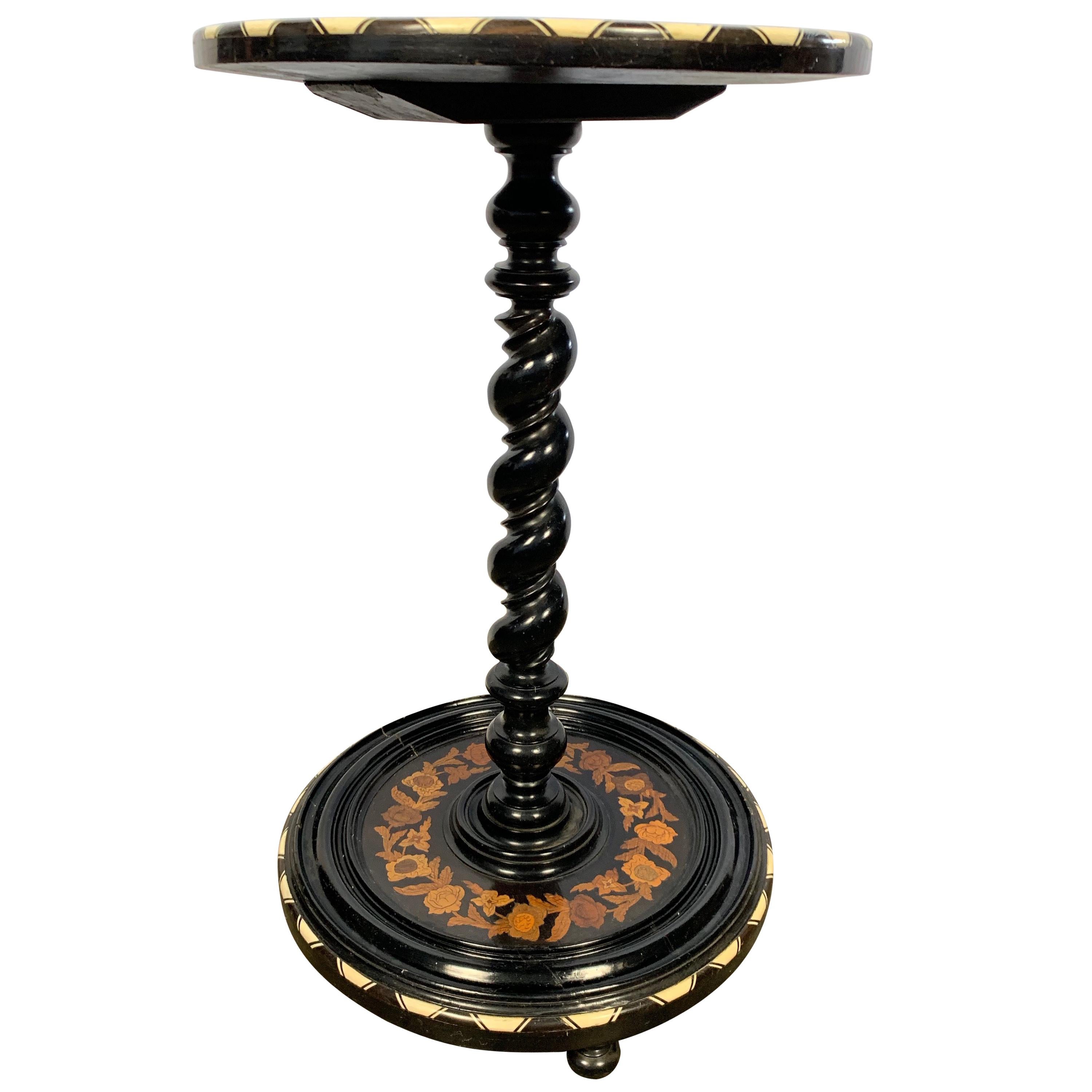 19th Century Italian Ebonised and Marquetry Inlaid Occasional Table For Sale