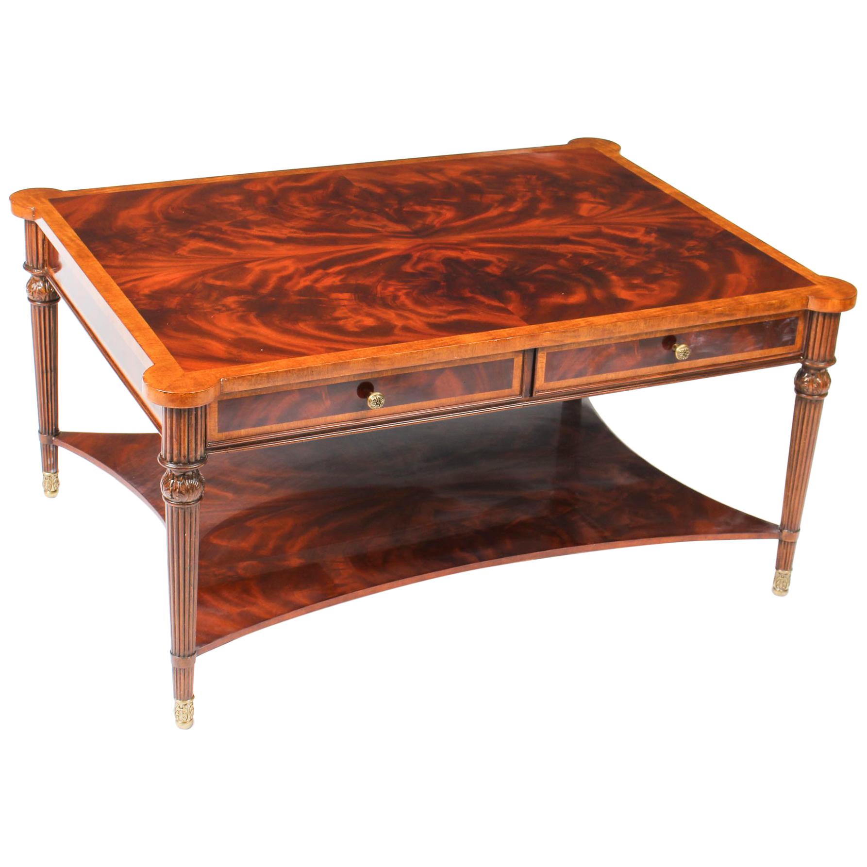 Flame Mahogany Coffee Table with Four Drawers, 20th Century at 1stDibs elegant coffee tables