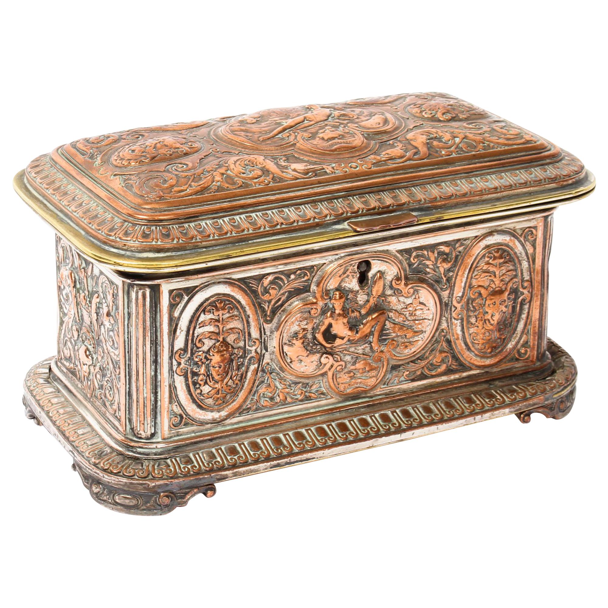 Antique French Gilt and Copper Casket 19th Century