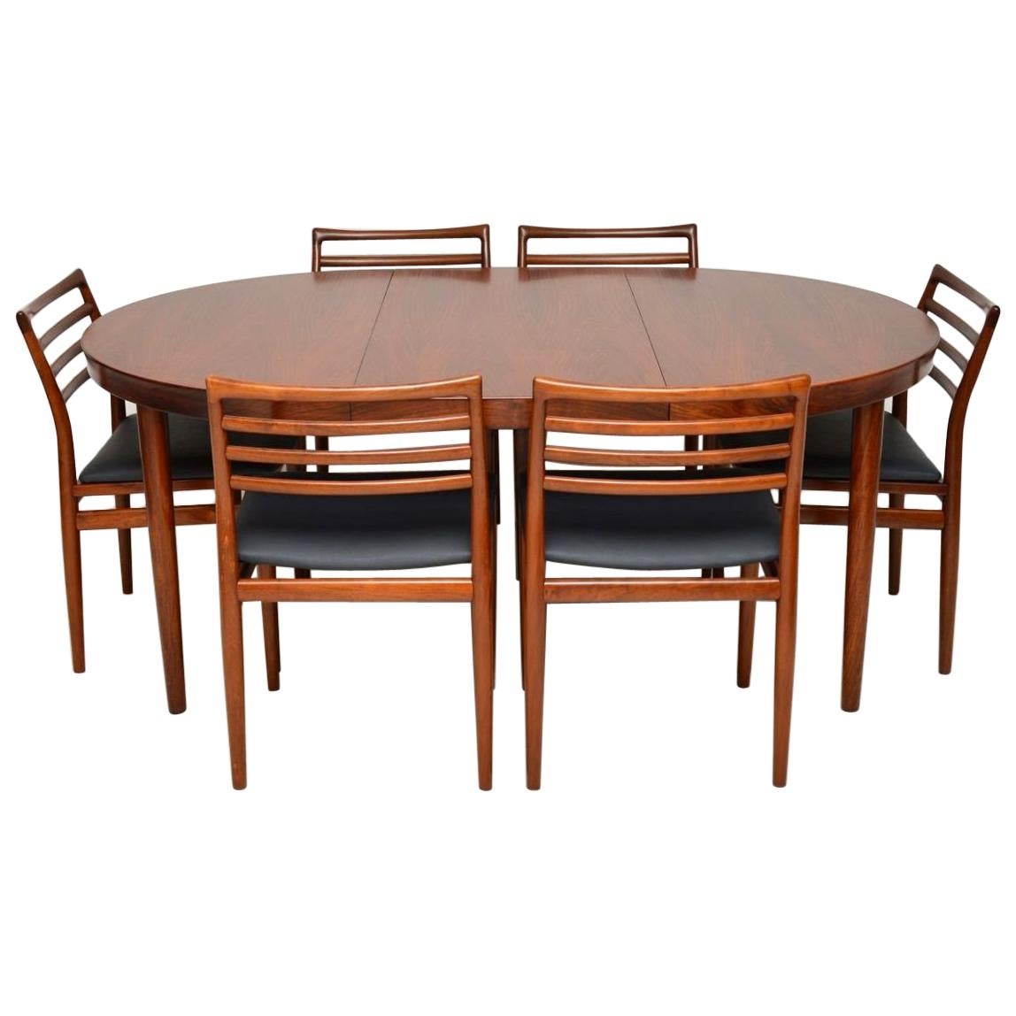 1960s Danish Wood Dining Table and 6 Chairs by Erling Torvits