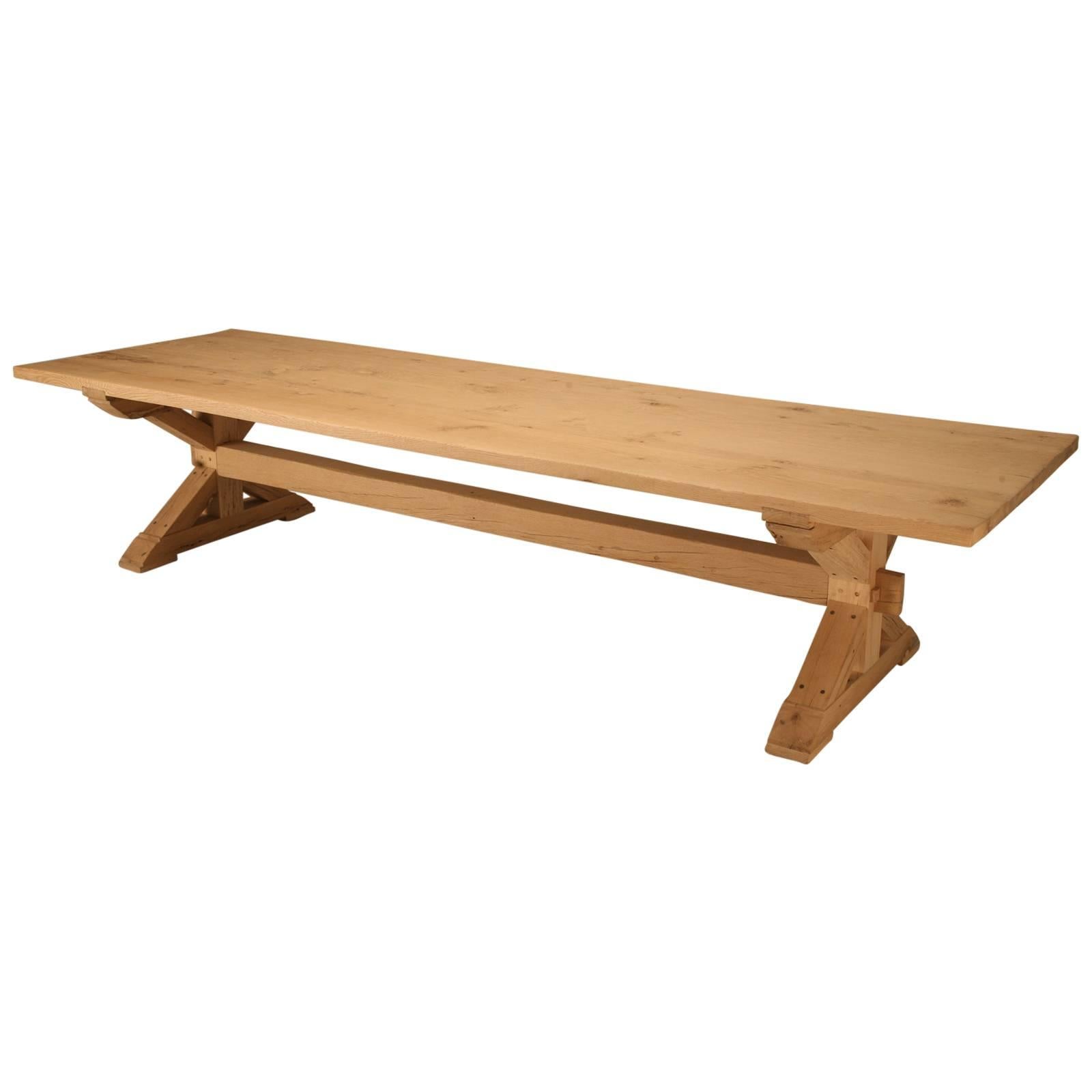 Custom Made Farm Table in Reclaimed White Oak Available Any Size by Old Plank For Sale