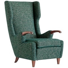 Fauteuil Pier Luigi Colli en tissu vert Pierre Frey, Italie, 1947