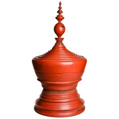 Burmese Temple Offering Red Box "Hsunok", Vintage