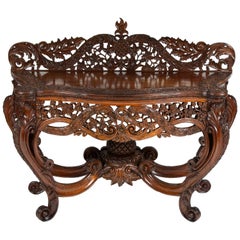 Antique Carved Teak Console Table