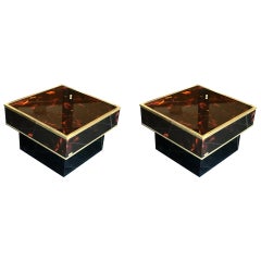 Pair of Eric Maville Faux Tortoiseshell Side Tables