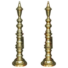 Pair of Early 20th Century French Brass Andirons