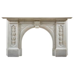 Victorian Chimneypiece of Robust Architectural Form in Carrara Marble