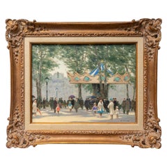 Peinture à l'huile sur toile Caroussel du Louvre par Andre Gisson