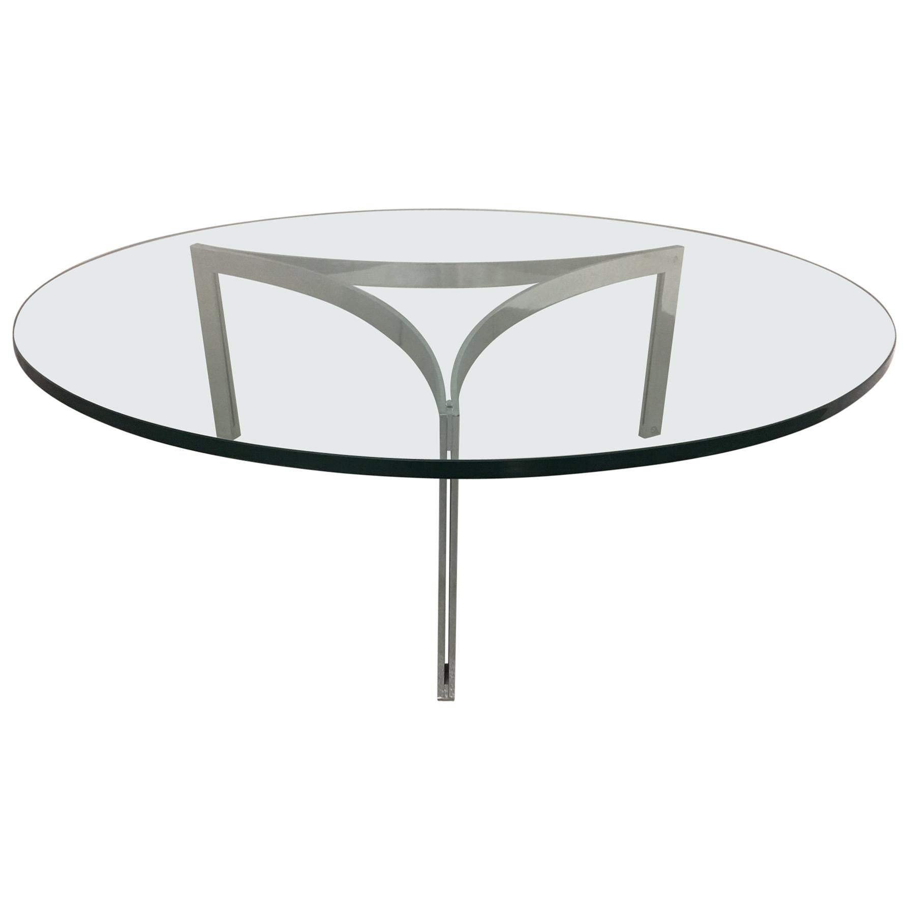 1960s Chrome and Glass Coffee Table For Sale