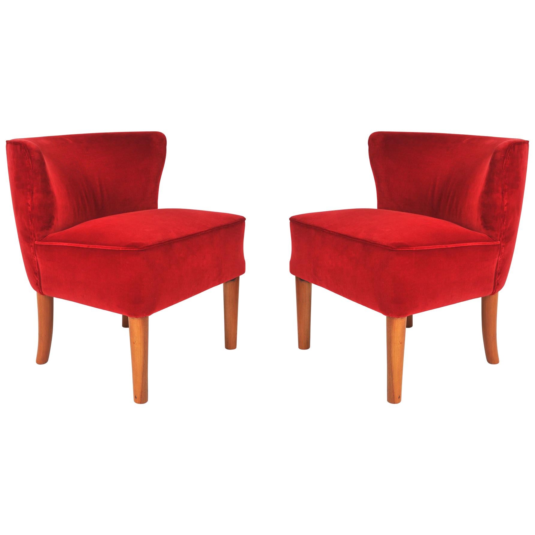 Pair of 1950s Italian Red Occasional Chairs For Sale at 1stDibs