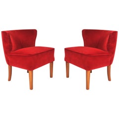 Pair of 1950s Italian Red Occasional Chairs