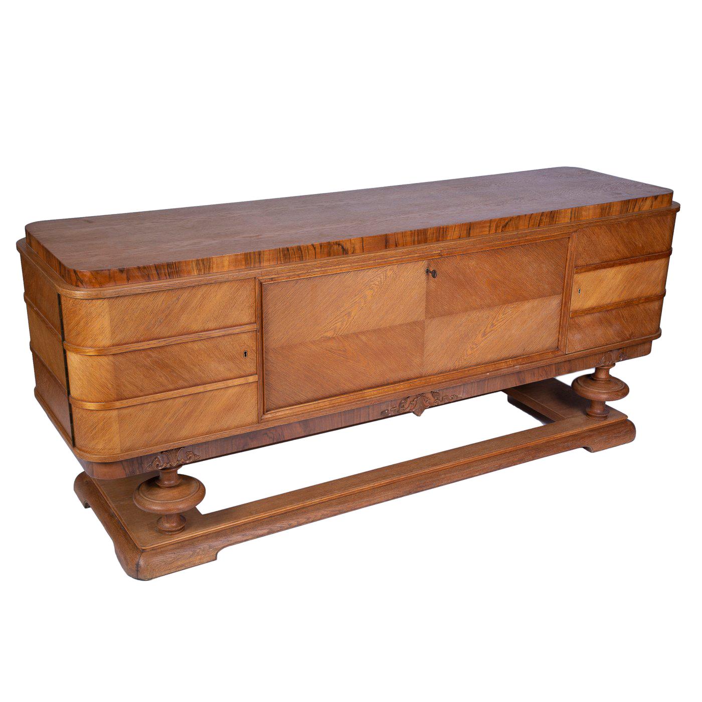 Oak Sideboard Buffet with Lined Canteen Interior for Cutlery