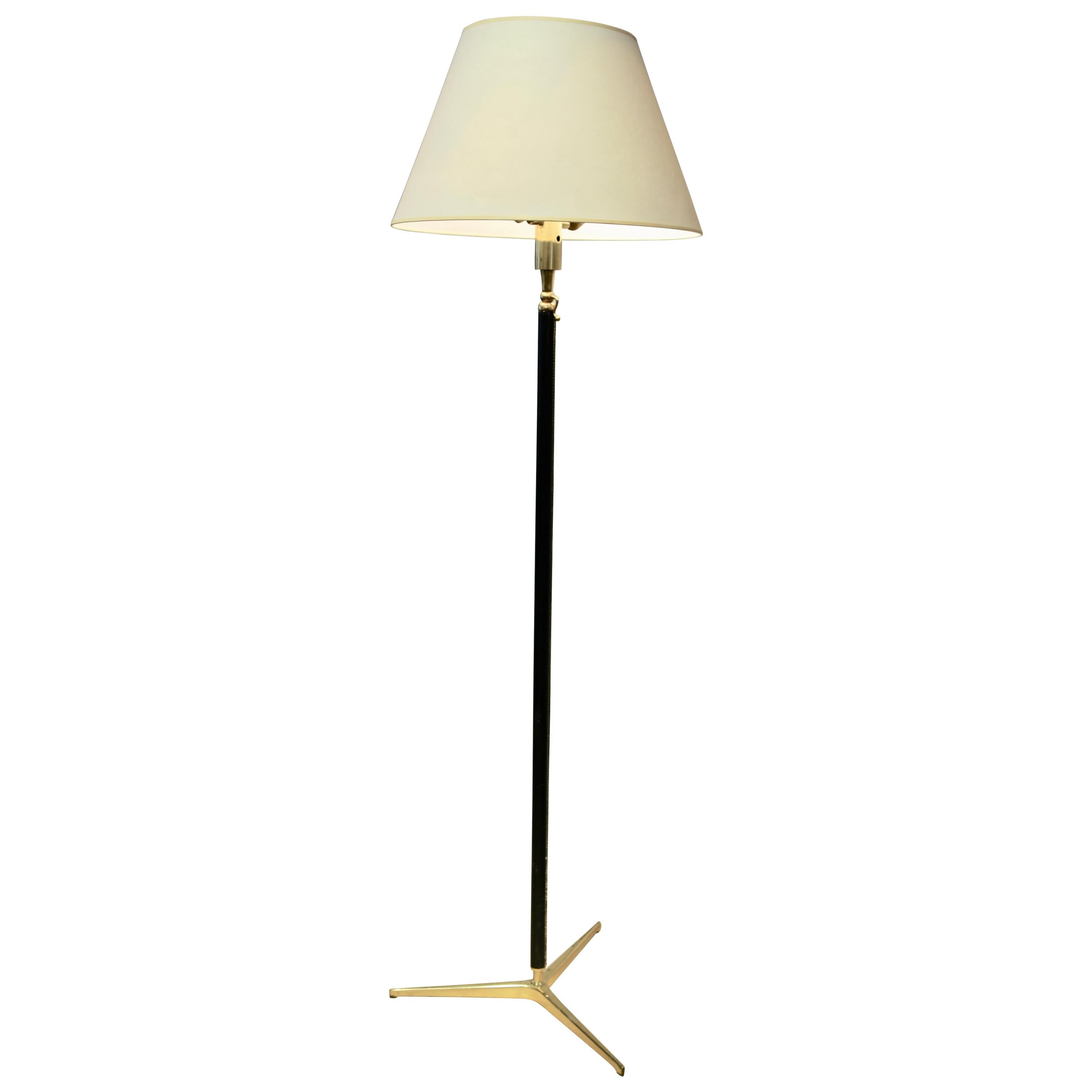 Gino Sarfatti, Attributed Floor Lamp, Model 1025, Brass and Leather