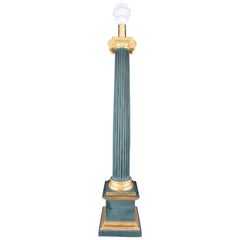 Leone Cei Empire-Style Ionic Column Lamp Base, Hand Carved, Gilded and Painted