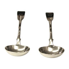 Pair of Victorian Silver Sauce Ladles, Fiddle Pattern, William Eaton, London, 1843
