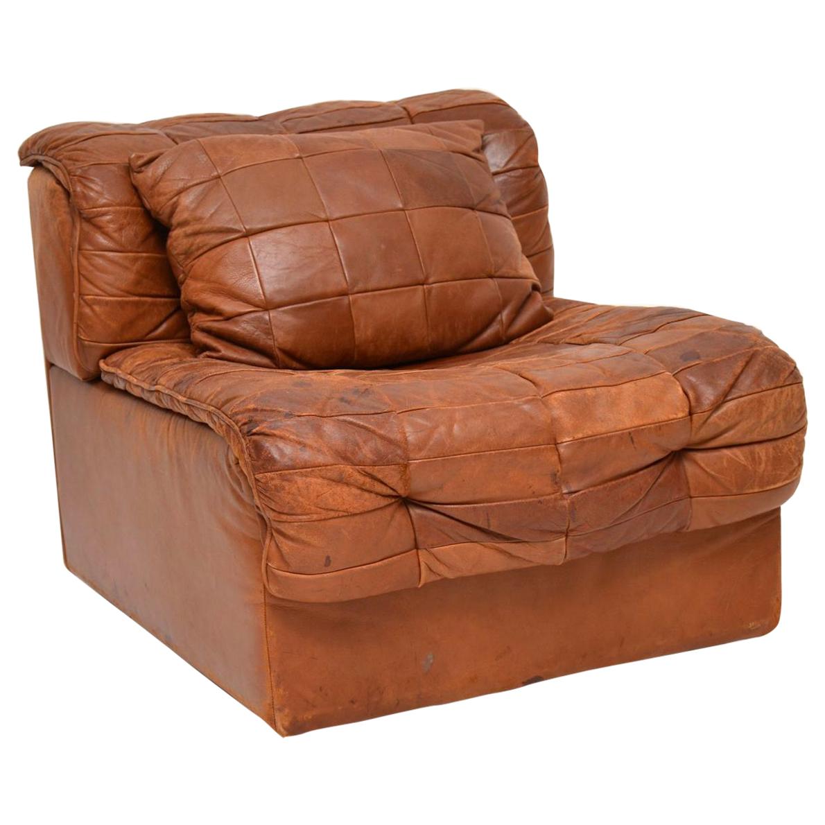 1960s Vintage Leather Modular Chair & Cushion by De Sede
