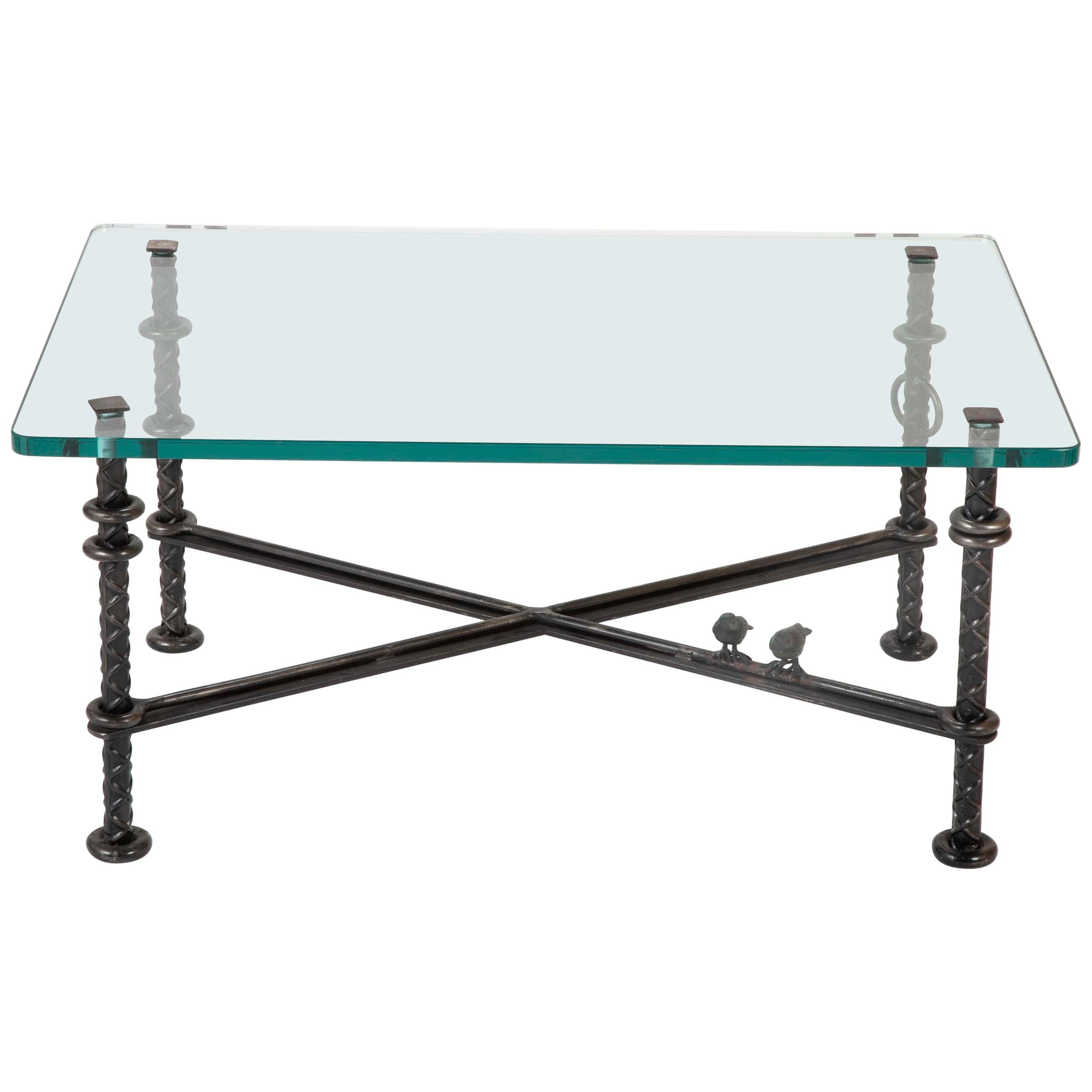 Patinated  Wrought Iron Coffee Table by Llana Goor