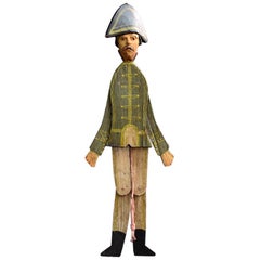 Hand Made German Folk Art Jumping Jack Soldier Toy Figure, circa 1890