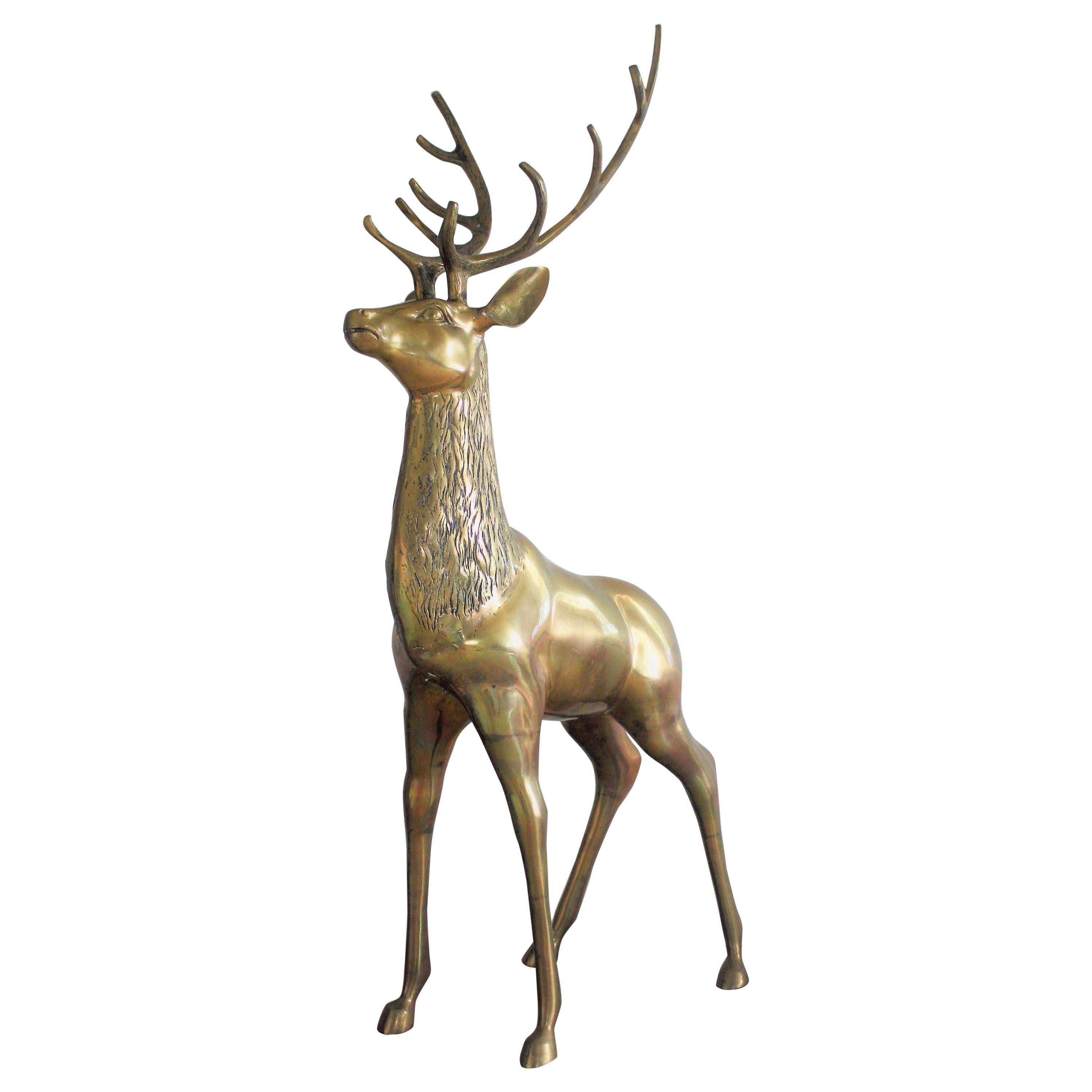 Large Brass Deer Sculpture, 1970s