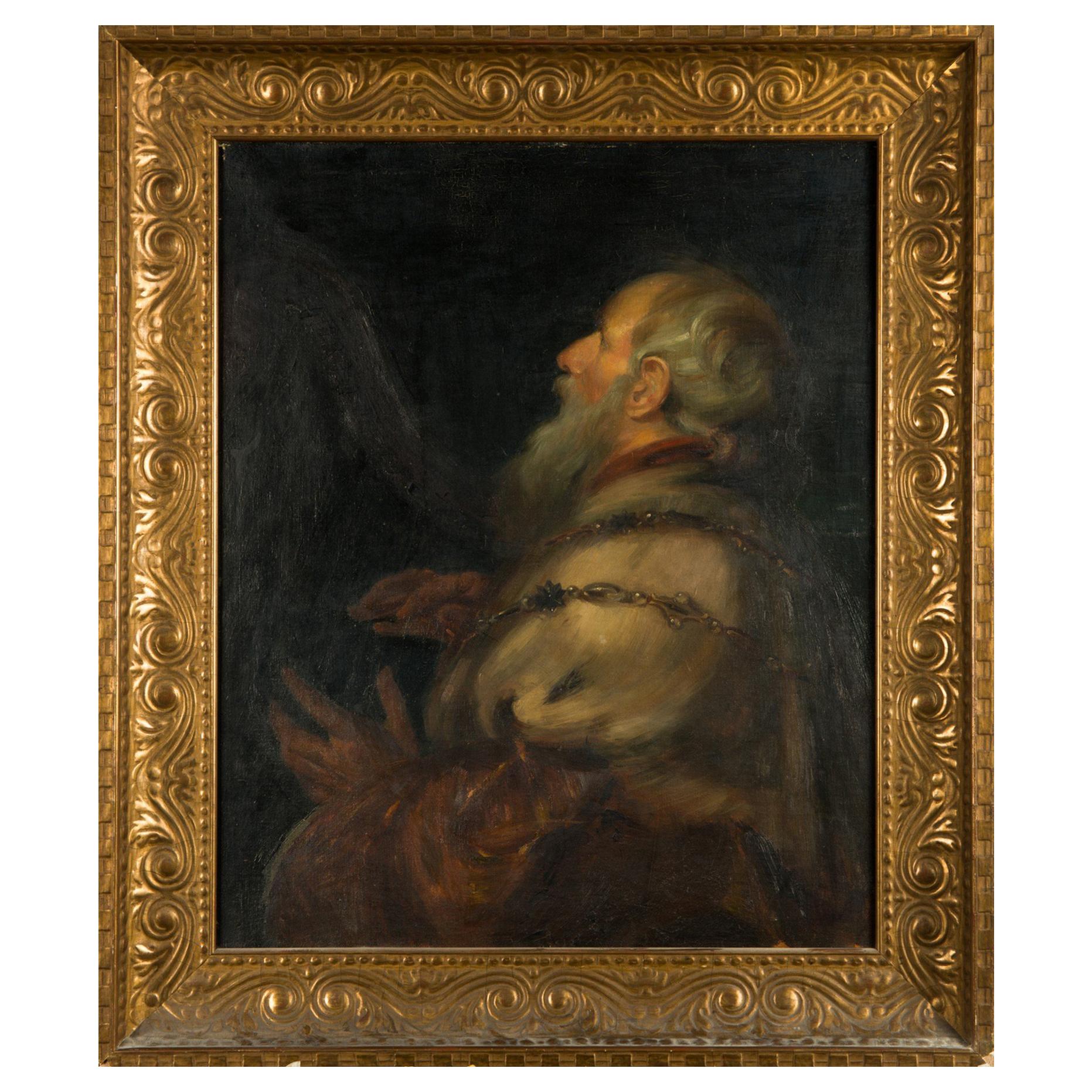 Pittura a olio dopo Peter Paul Rubens "David King che suona l'arpa"