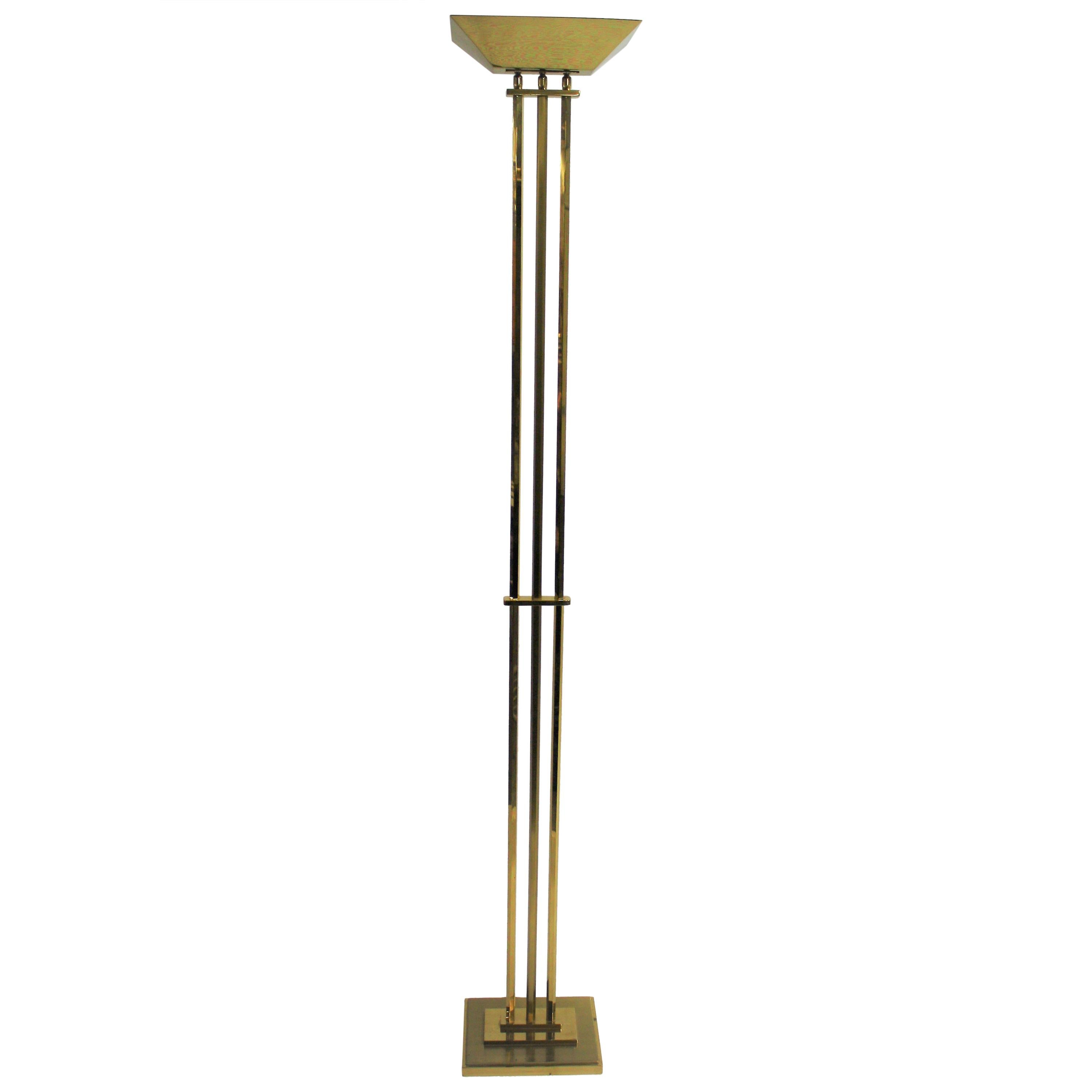 Brass Floor Lamp from Deknudt in the Style of Willy Rizzo, 1970s