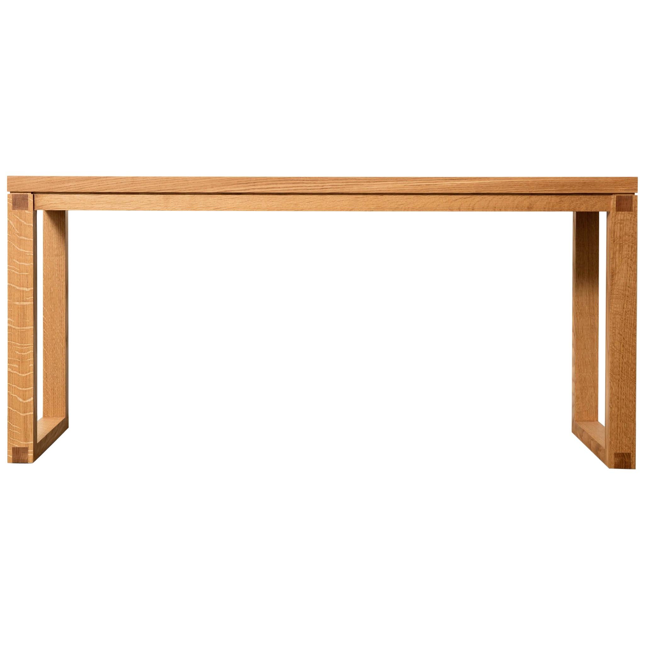 Narrow Modern White Oak Wood Console Table Parsons Style by Alabama Sawyer For Sale