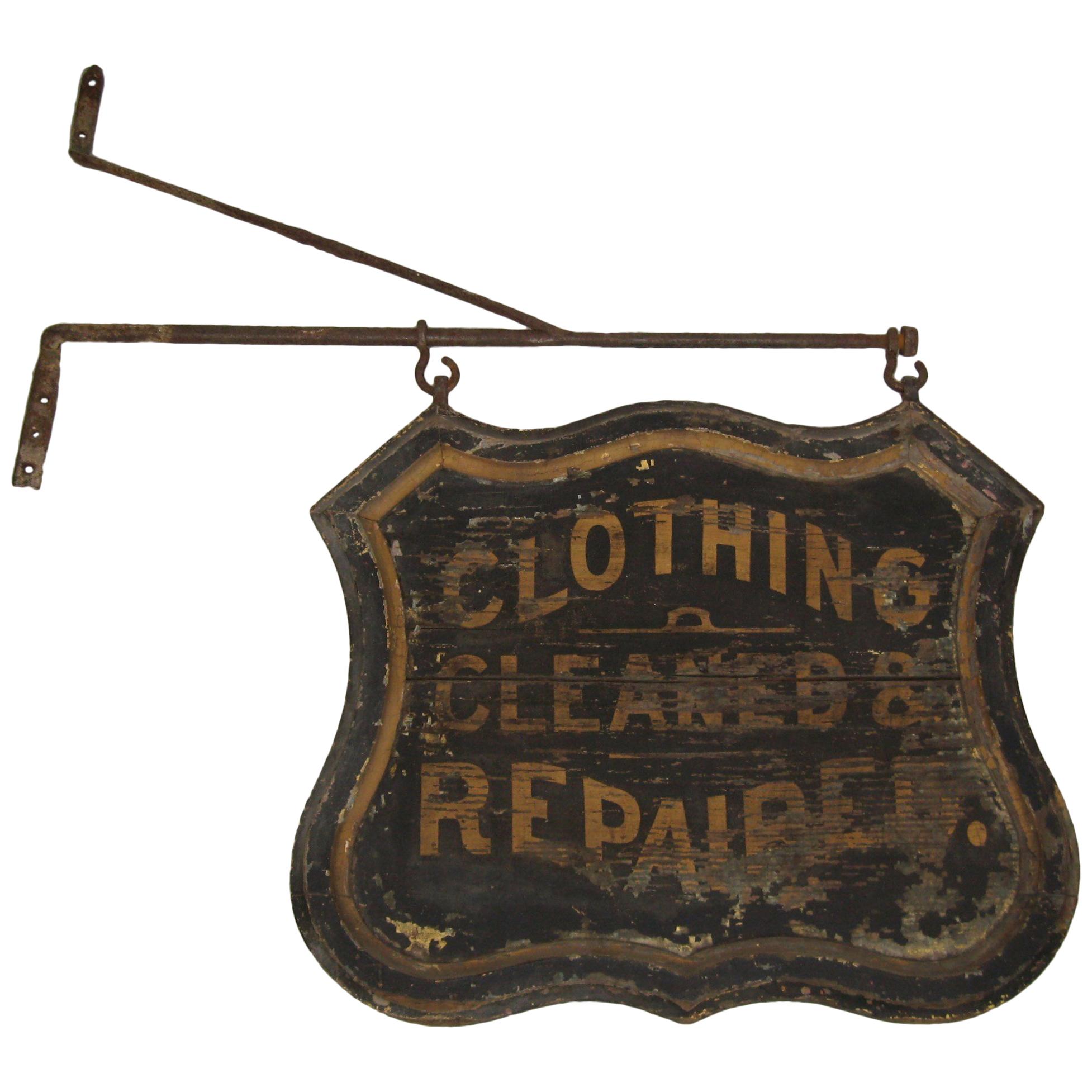 19th Century Trade Sign Clothing Wood Double Sided Wooden Hudson Valley NY