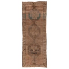 Vintage Oushak Runner, Wide, Brown Tones