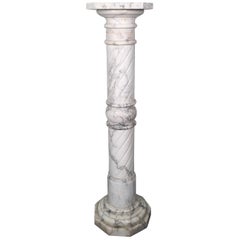 Nice White Italian Marble Pedestal Made in Italy, circa 1910-1920