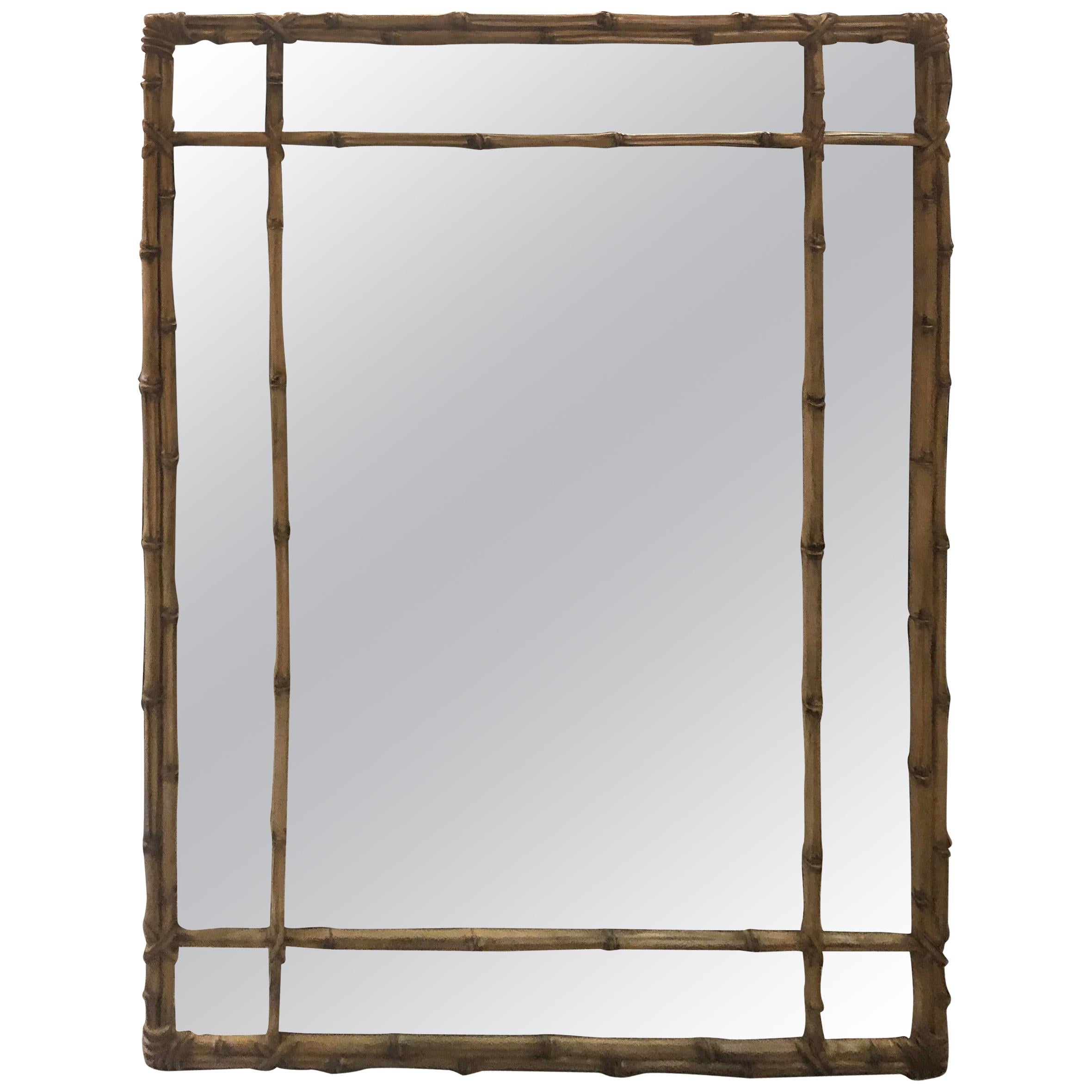 Vintage Faux Bamboo Carvers Guild Wall Mirror