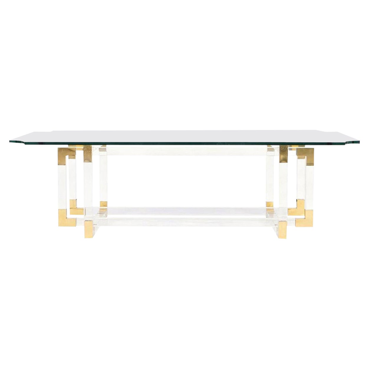 Vintage Lucite and Brass "Metric Line" Coffee Table by Charles Hollis Jones
