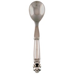 Georg Jensen "Acorn" Egg Spoon # 85, Silver with Steel, 2 Pieces