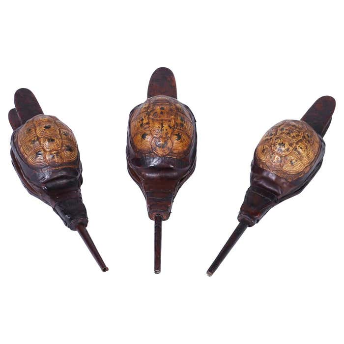 Three Antique Turtle Shell Bellows, Priced Individually For Sale at ...