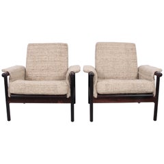 Pair of Danish Modern Hans Olsen Style Rosewood Lounge Chairs