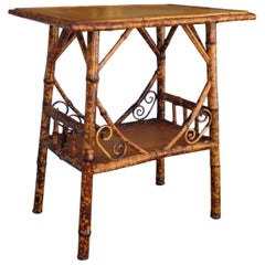 Antique English Burnt Bamboo Occasional Table