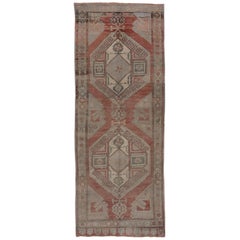 Vintage Gorgeous Oushak Gallery Carpet, Soft Palette