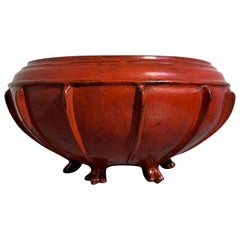 Large Burmese Red Lacquer Large Offering Bowl, Late 19th or Early 20th Century