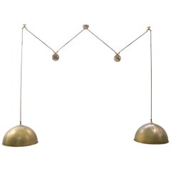 Florian Schulz Double Posa Brass Pendant Lamp with Side Counter Weights