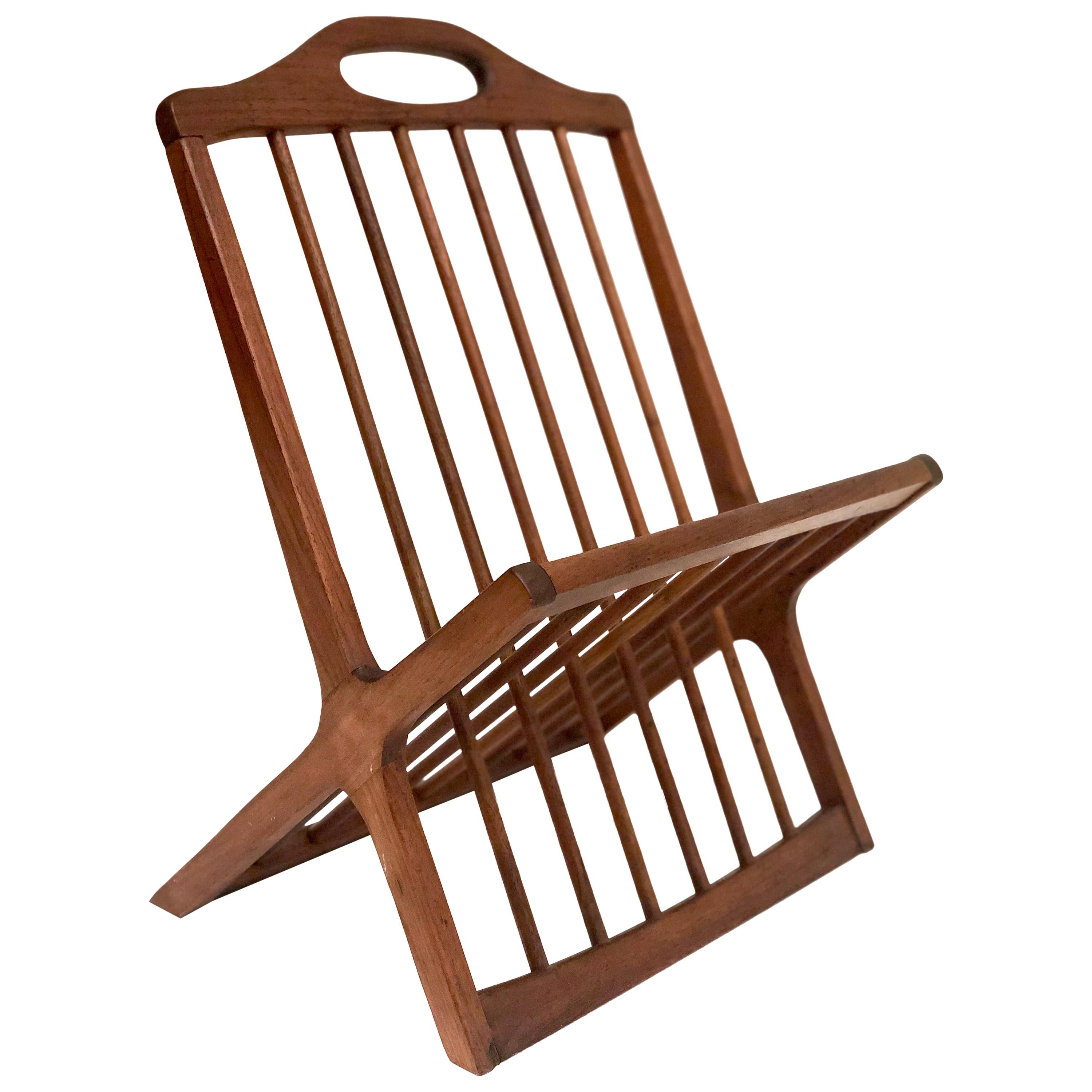 American Mid-Century Modern Solid Walnut Magazine Rack by Arthur Umanoff For Sale