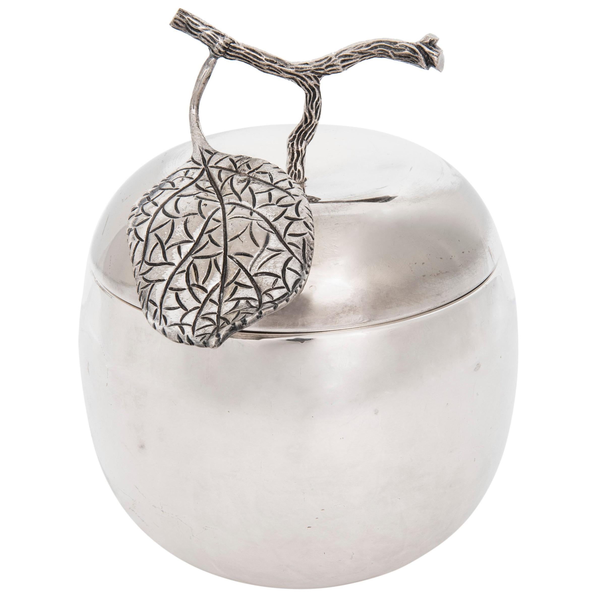 Apple Shaped Italian Silver Plate Ice Bucket by Teghini Firenze