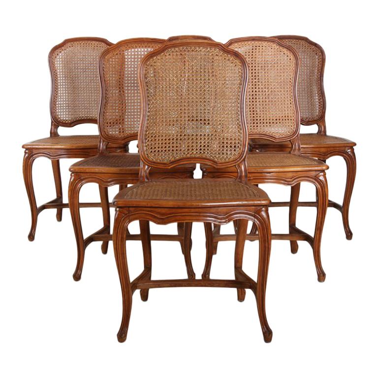 Set of Six French Cherry Dining Chairs at 1stDibs