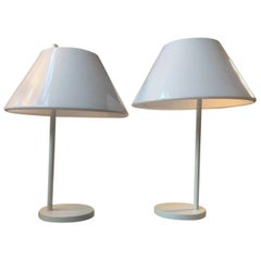 Pair of White Danish Minimalist Table Lamps by Per Iversen, Louis Poulsen, 1970s