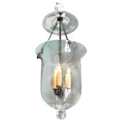 Vintage Hand Blown Glass Garden Bell Cloche / Hanging Light Ceiling Lantern pendant LA
