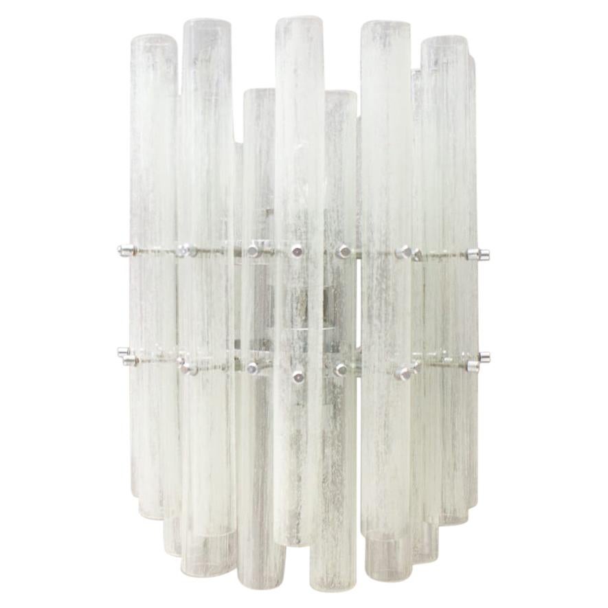 Large Vintage Frosted Glass Tubes Wall Lamps from a Theatre in Germany, 1960s For Sale