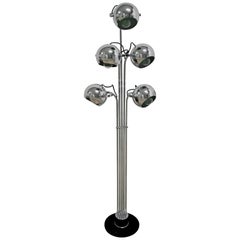 Goffredo Reggiani Mid-Century Modern Italian 5 Lights Chrome Floor Lamp, 1970s